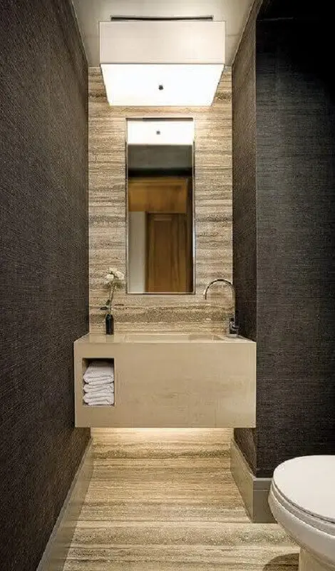 papel de parede cinza para decoração de banheiro social Foto The Architects Diary