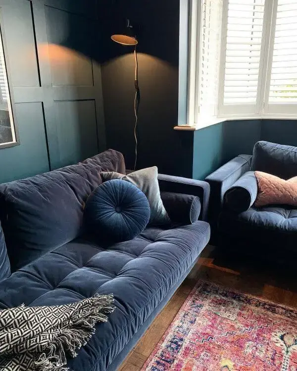 Conjunto de sofá azul marinho