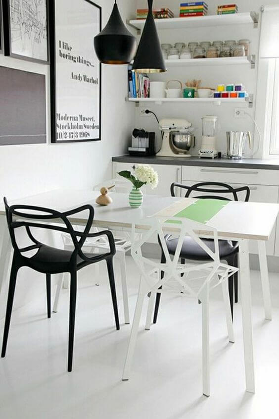 Mesa de jantar com cadeira allegra preto e branco