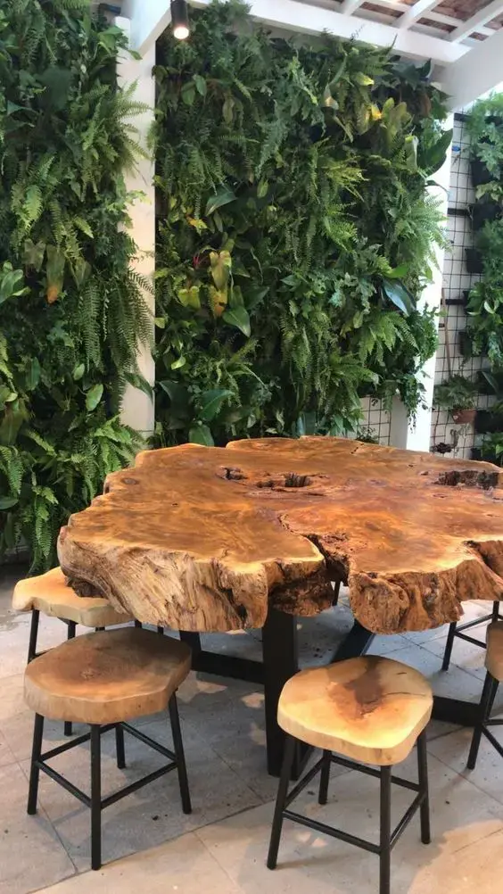  Mesa de jardim de madeira rústica