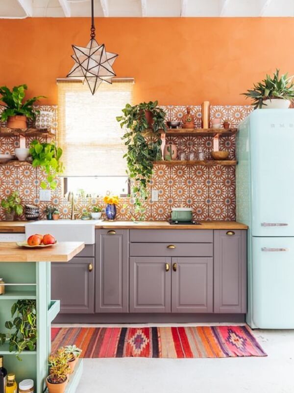 Modelo de tapete para cozinha colorido