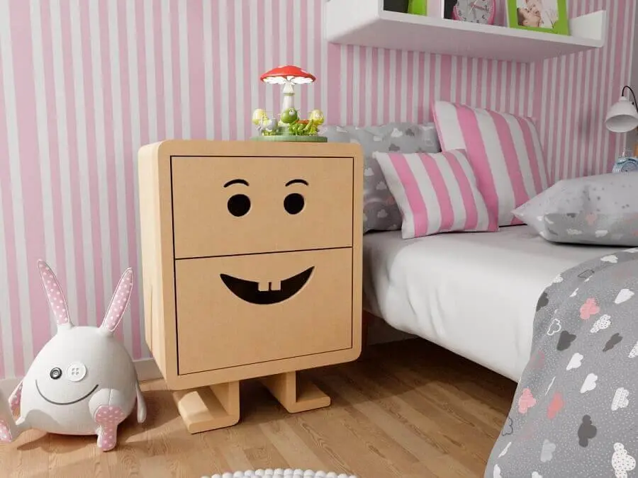 criado mudo de madeira personalizado para decoração de quarto infantil Foto Pinterest