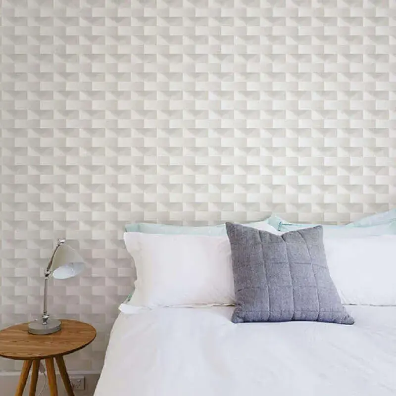 decoração com papel de parede 3D para quarto feminino branco Foto Taboa Ferragens e Decor