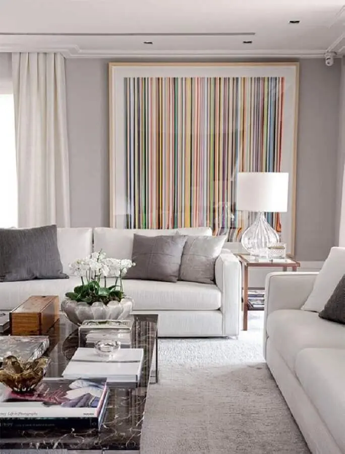 decoração em cinza claro e branco com almofadas para sala moderna Foto Pinterest