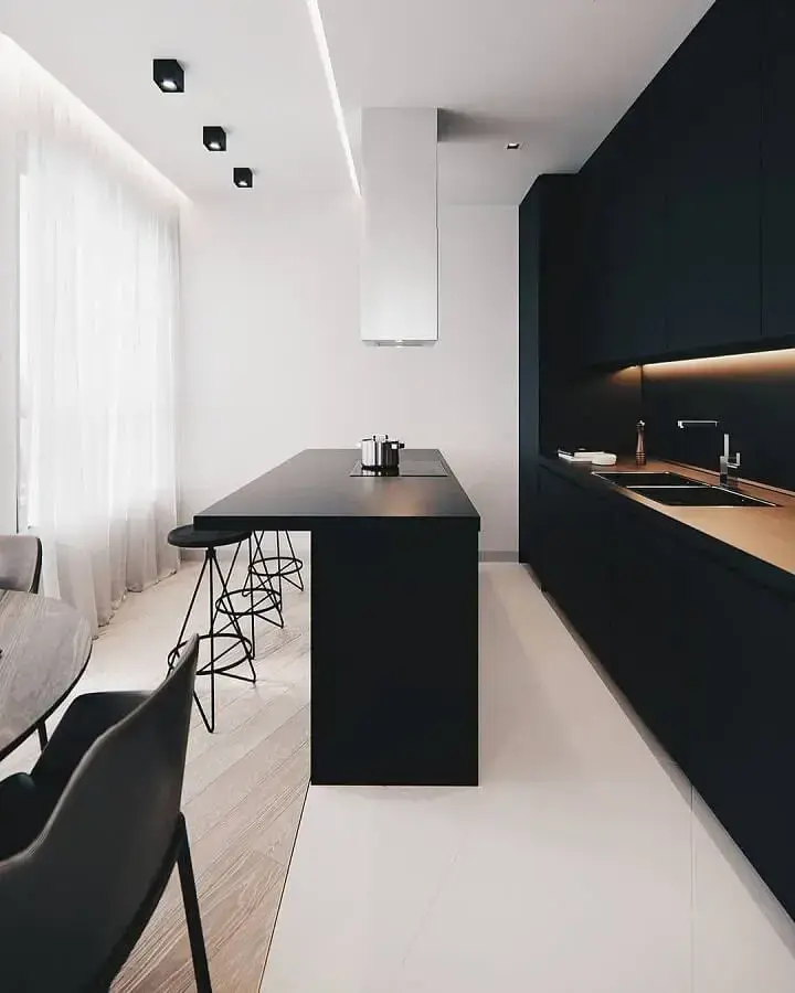 decoração moderna para cozinha minimalista preta Foto SweetHomee