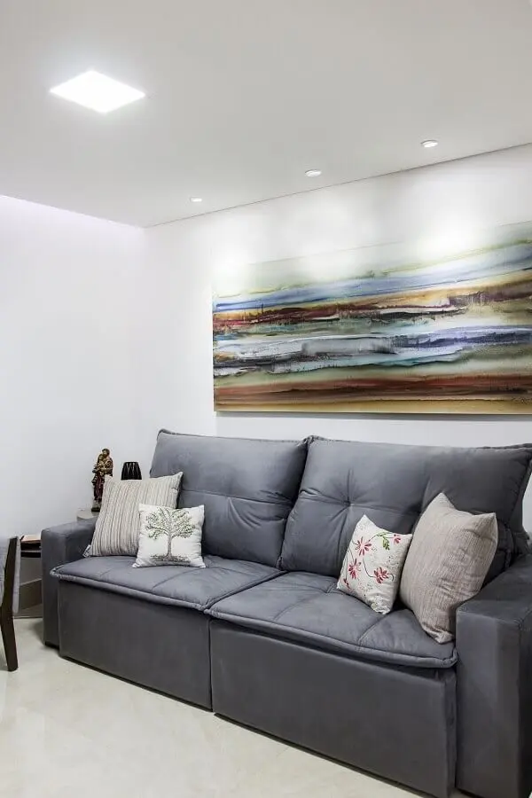 decoração simples com quadro grande para sala de estar Foto Isabela Basques