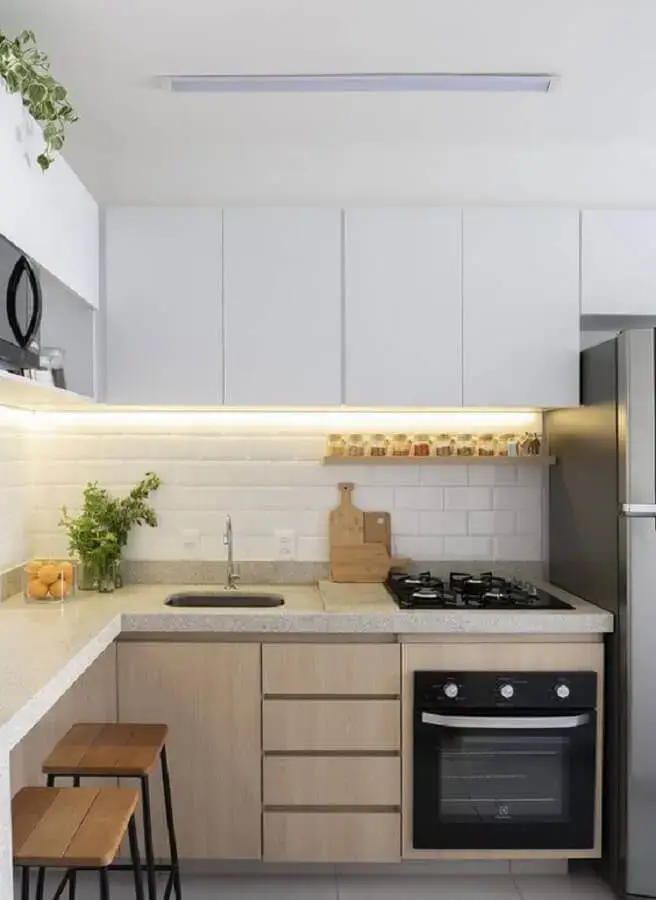 metro white para decoração de cozinha com balcão de canto Foto Jeito de Casa