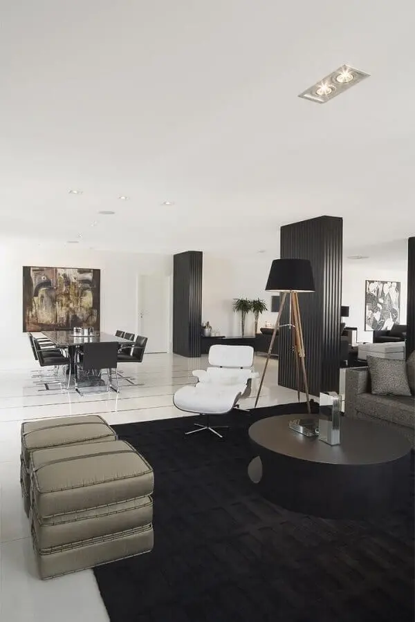 modelos de tapetes preto para decoração de sala de estar moderna Foto Jayme Bernardo