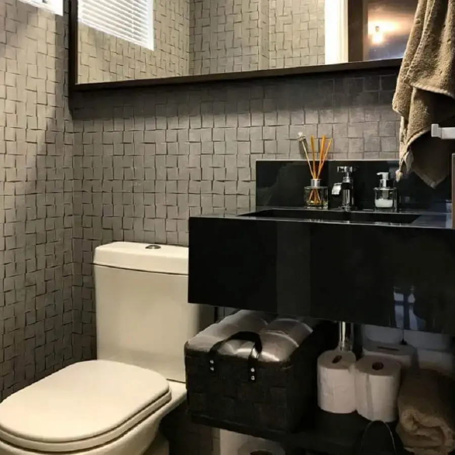 revestimento 3D cinza para decoração de banheiro moderno Foto IT Haus Arquietura