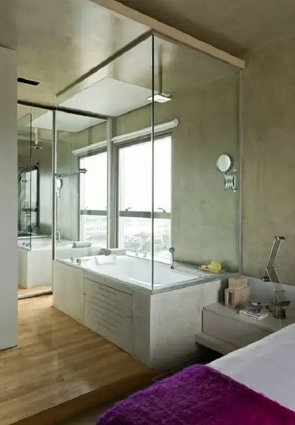 A suíte com banheira agrega valor ao projeto do cômodo. Fonte: Casa Vogue