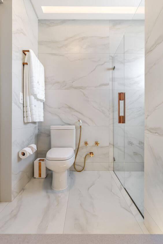 Porcelanato marmorizado par banheiro de luxo