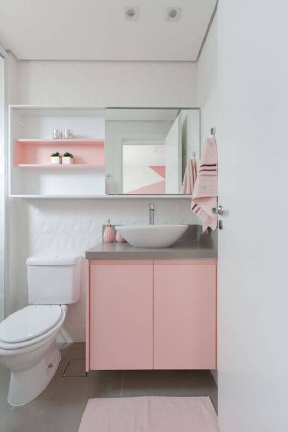 Porcelanato para banheiro branco e rosa claro