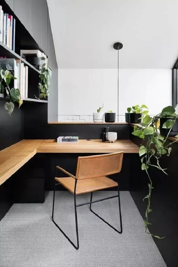 cadeira com braço moderna para home office decoração com bancada de madeira de canto Foto Futurist Architecture