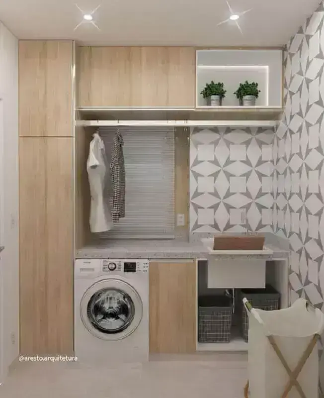 decoração com armário para lavanderia planejada Foto Aresto Arquitetura