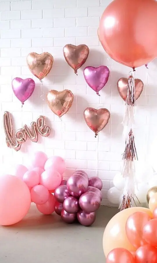decoração com balões para dia dos namorados Foto Pinterest