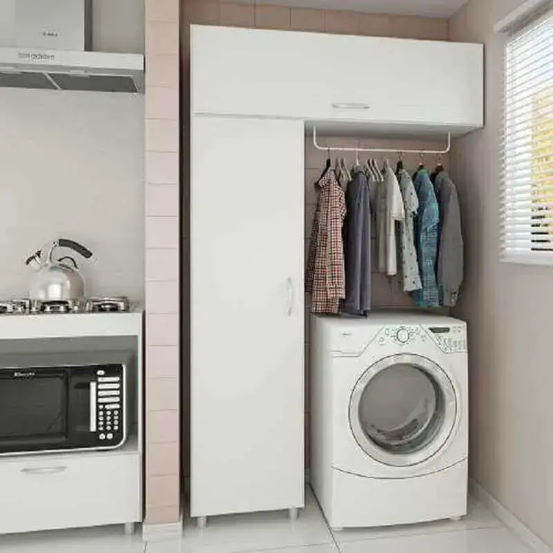 decoração simples com móveis para lavanderia pequena Foto Pinterest