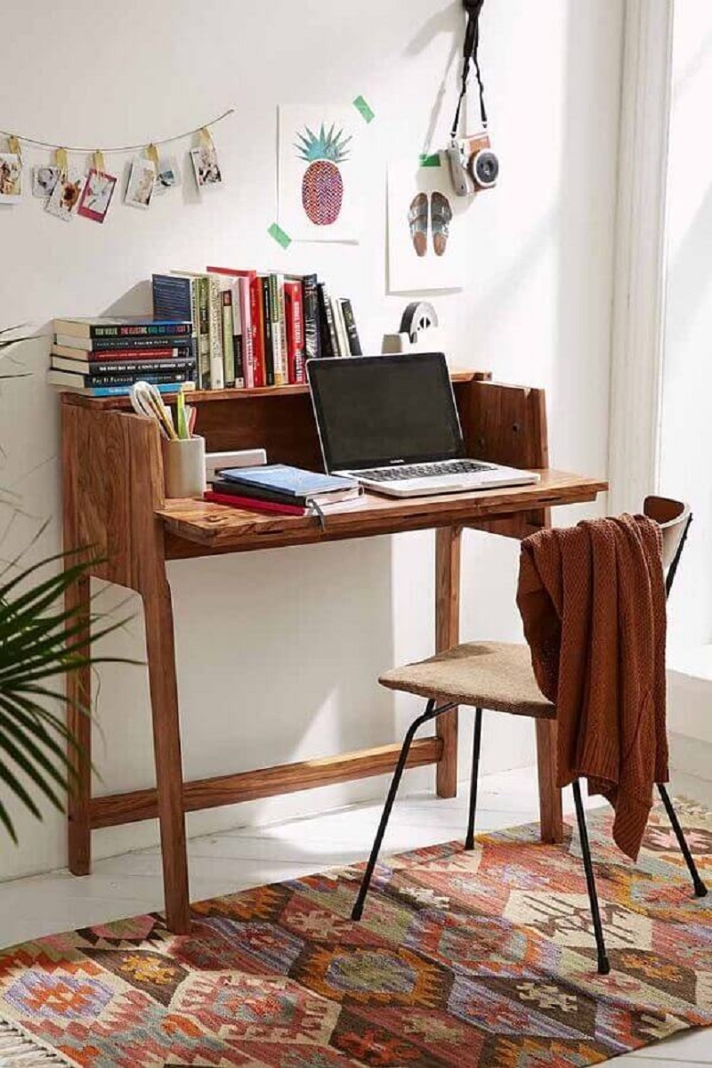 modelo simples de escrivaninha para estudo de madeira pequena Foto Pinterest
