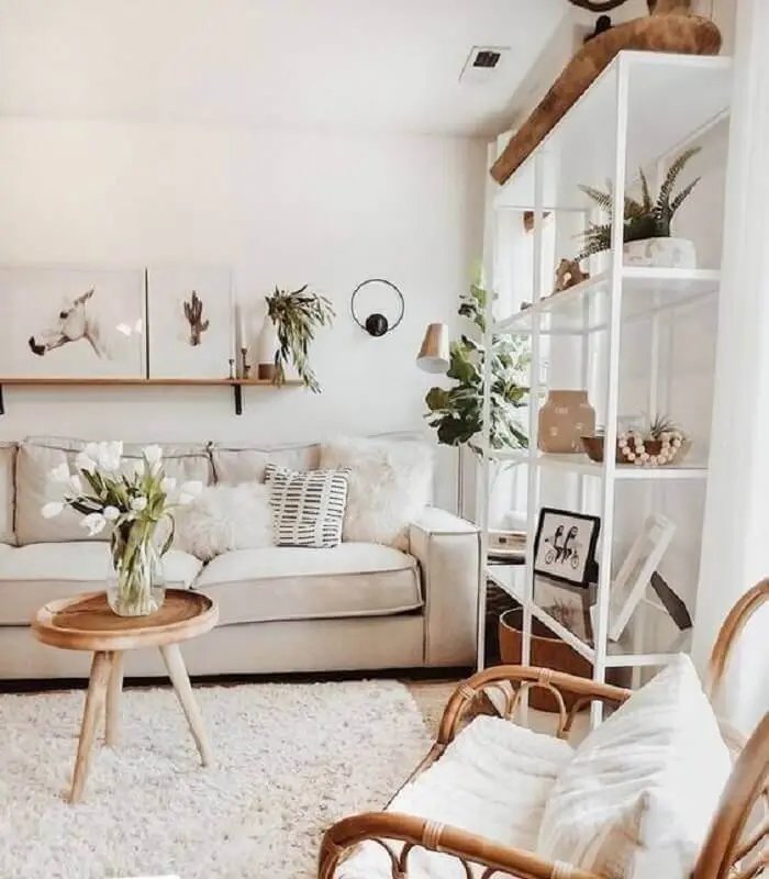 móveis para sala de visita decorada em estilo escandinavo Foto Kimber Interiors