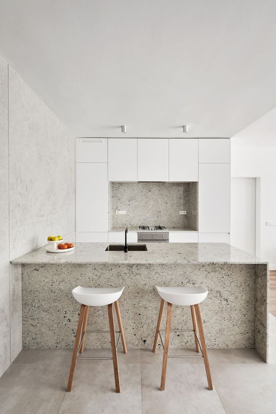 Bancada de granito branco para cozinha moderna