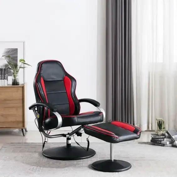 Cadeira gamer vermelha e preta para sala confortável