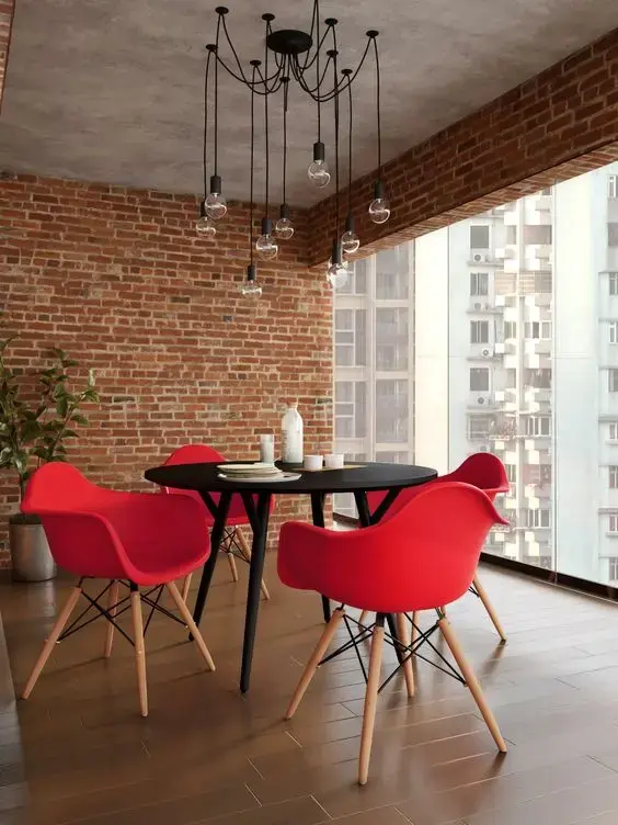Cadeira vermelha para mesa de área gourmet