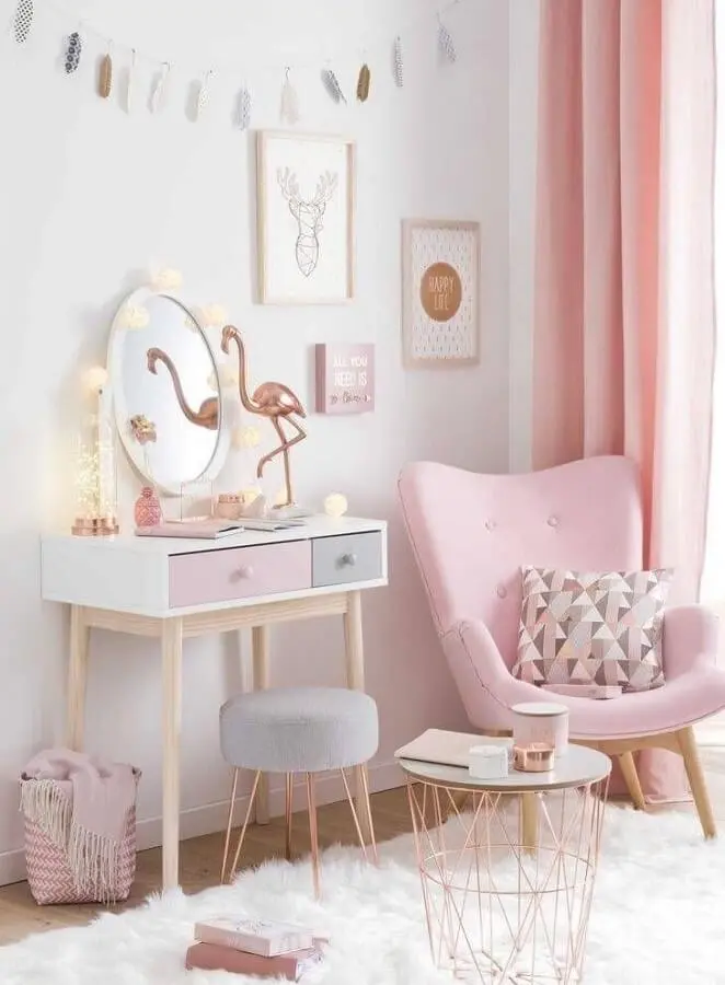 cores pastéis para decoração de quarto de menina cor de rosa Foto Pinterest