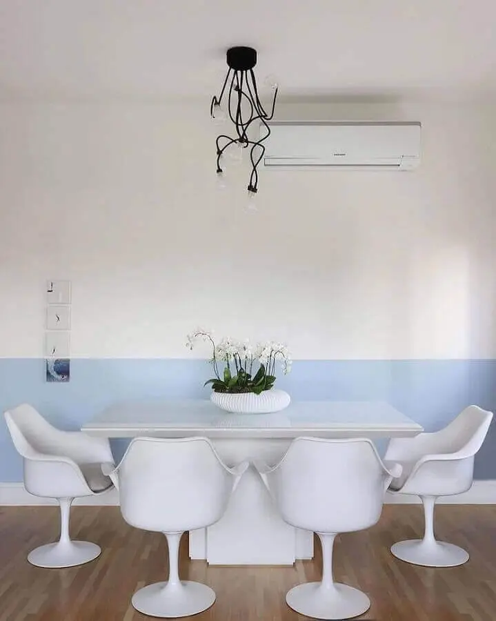 cores pastéis para parede de sala de jantar minimalista Foto Mariana Orsi