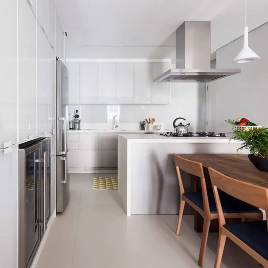 decoração clean para cozinha americana integrada com sala de jantar Foto Pinterest