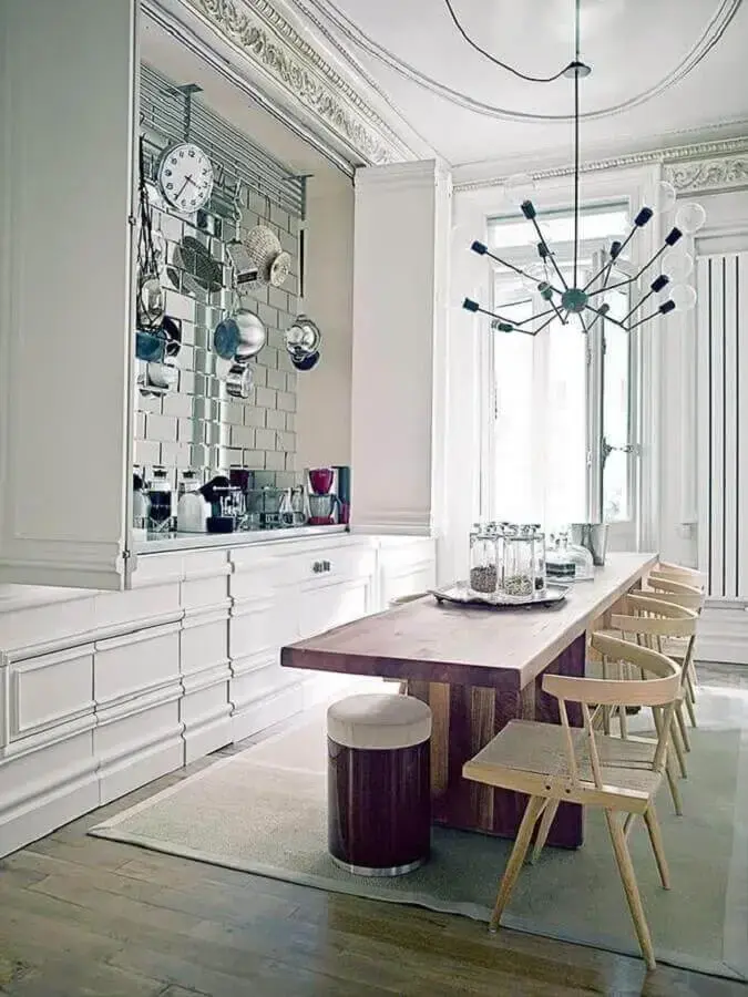 decoração moderna com lustre para cozinha de teto Foto Pinterest