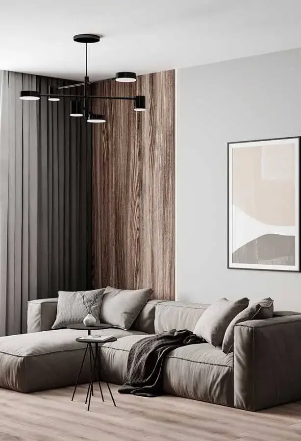 decoração moderna com sofá modular e lustre de teto para sala de estar Foto Architecture Art Desgins