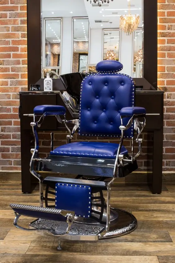Cadeira retrô azul barbeiro para decoração moderna
