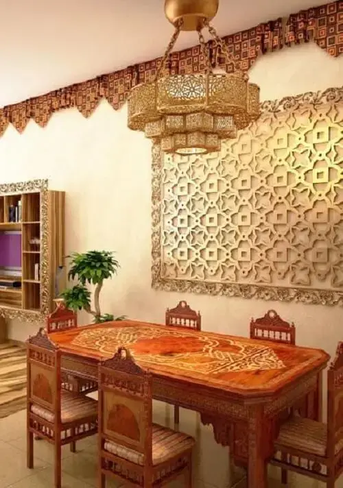 Decoração indiana para sala de jantar. Fonte: Lushome