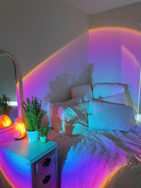 Luz neon para quarto branco e moderno