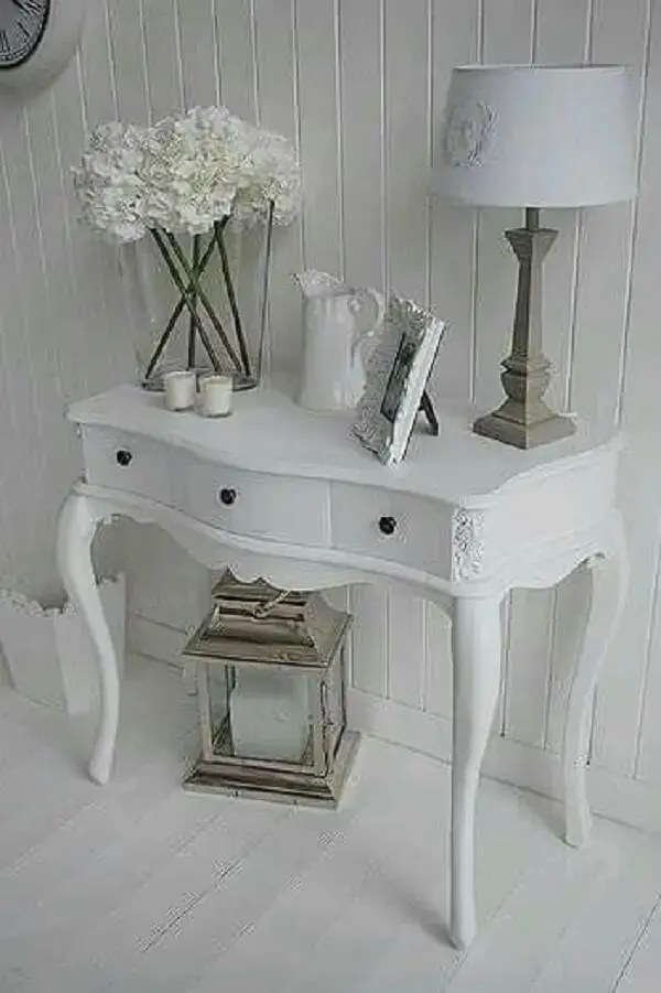 Mesa aparador provençal na cor branca para decoraçao clean e sofisticada