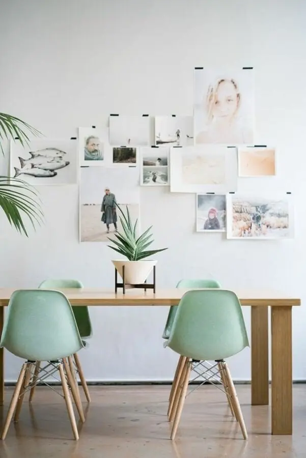 cadeira verde menta para decoração de sala de jantar simples Foto Pinterest