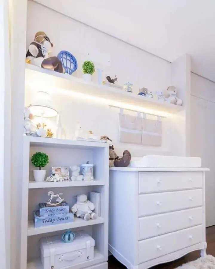 decoração clean para quarto branco com cômoda para bebê com trocador Foto Pinterest