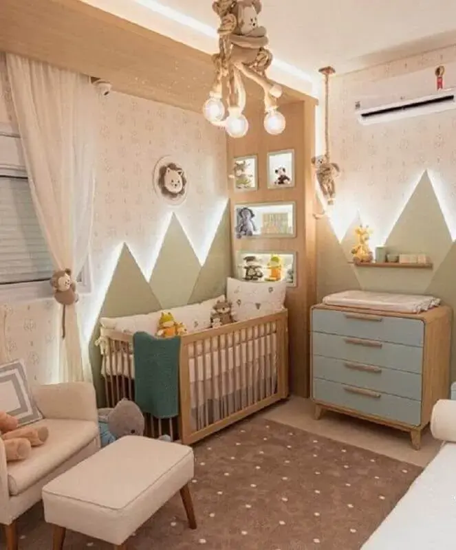 decoração de quarto de bebê planejado com cômoda com trocador retrô de madeira Foto Pinterest