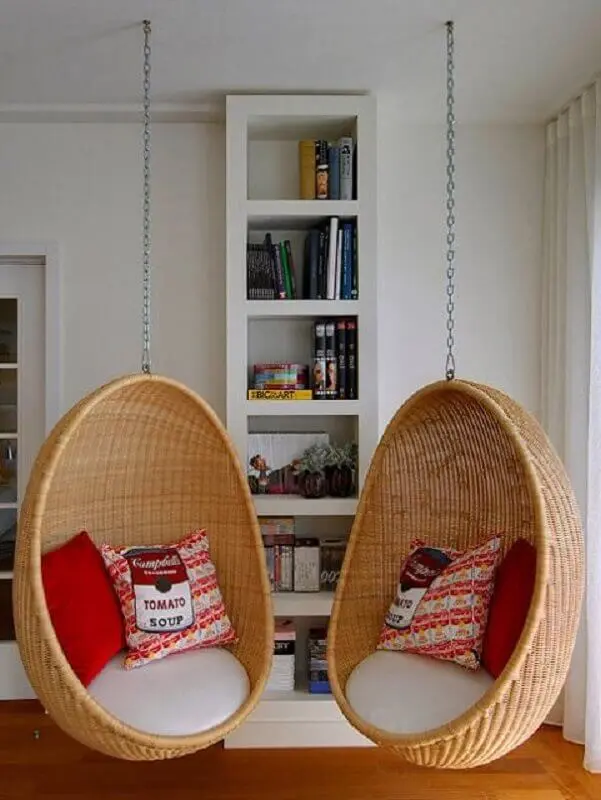 Decoração de sala com cadeira suspensa de balanço Foto Pinterest