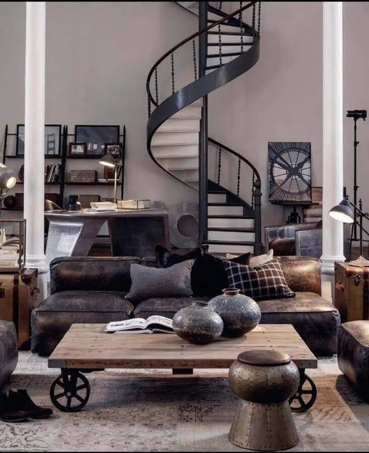 decoração estilo industrial para casa com escada espiral Foto Futurist Architecture
