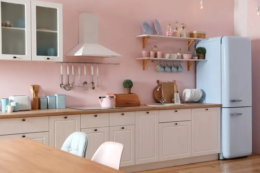 decoração rosa chá para cozinha vintage Foto Archify