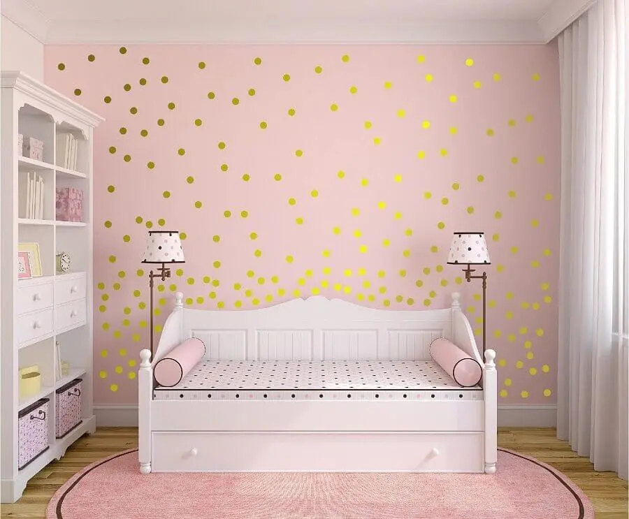 decoração rosa chá para quarto infantil simples Foto Pinterest