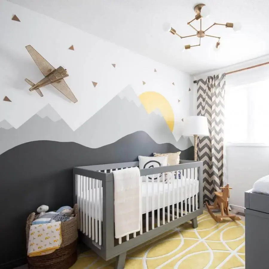 Adesivo de parede para decoração de quarto para bebê cinza e branco Foto Pinterest