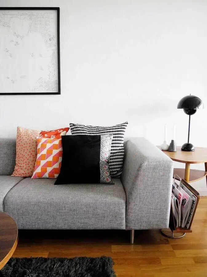 Combinação de almofadas para sofá cinza Foto Baby Ramen