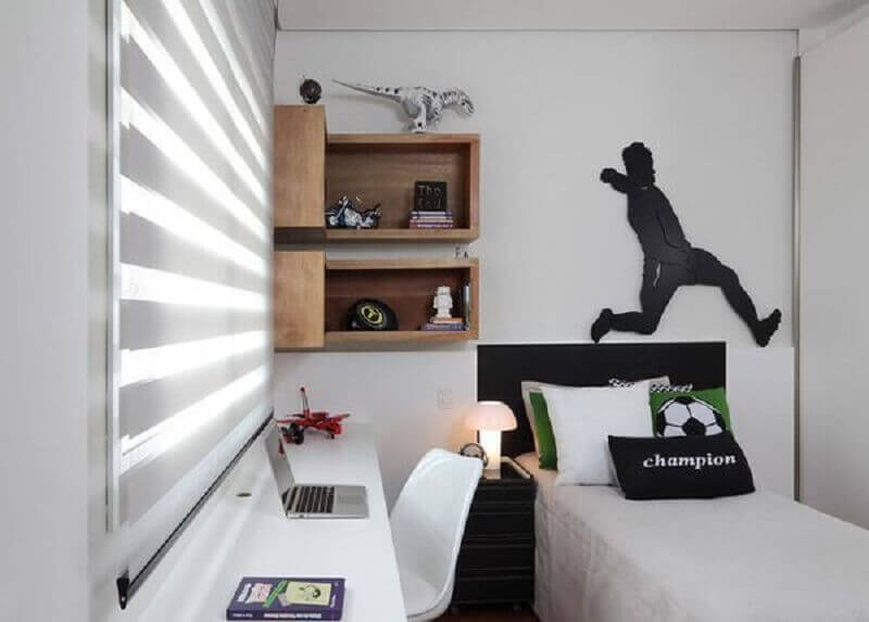 Como decorar um quarto pequeno e simples masculino Foto Rocha Andrade Arquitetura e Interiores