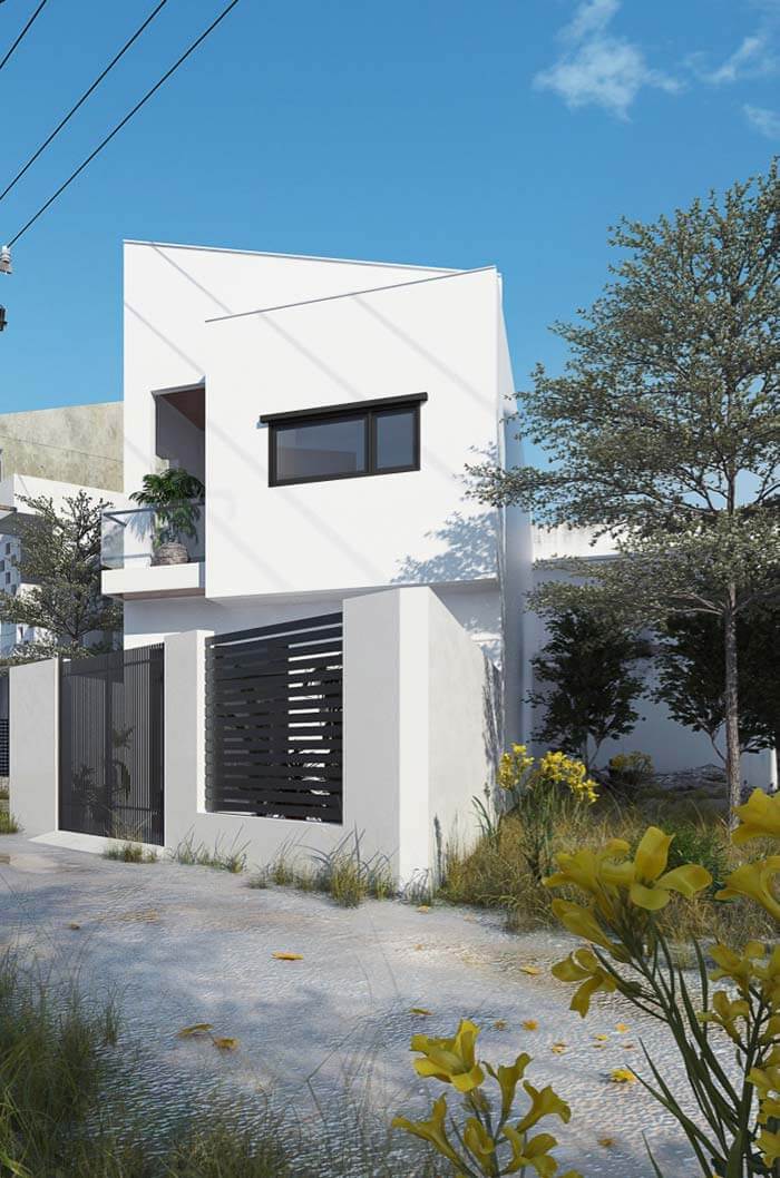 Cores claras para fachadas de casas com piso de cimento