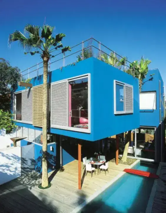 Cores de fachadas para casas em tons de azul são modernas e alegres