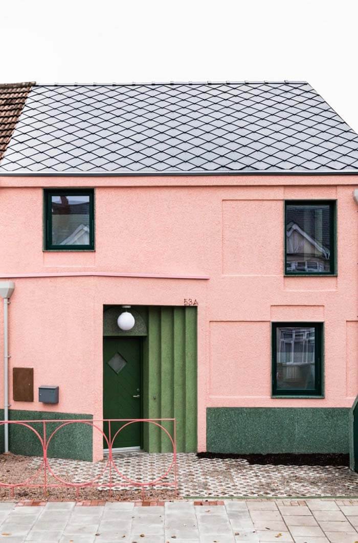 Cores para fachada de casa rosa e verde