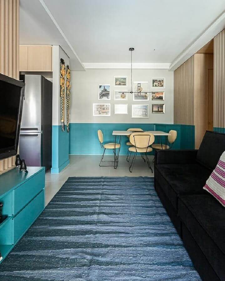 Cores para sala pequena de apartamento decorado com ambientes integrados Foto Lucilla Mesquita