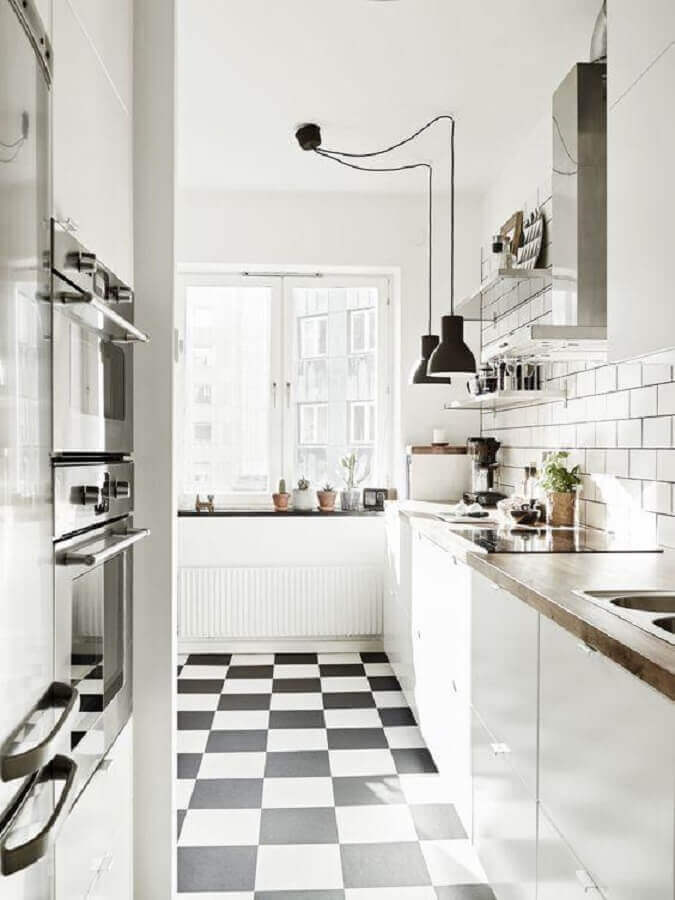 Cozinha Xadrez Preto e Branco - Revestimento Lavável e Impermeável