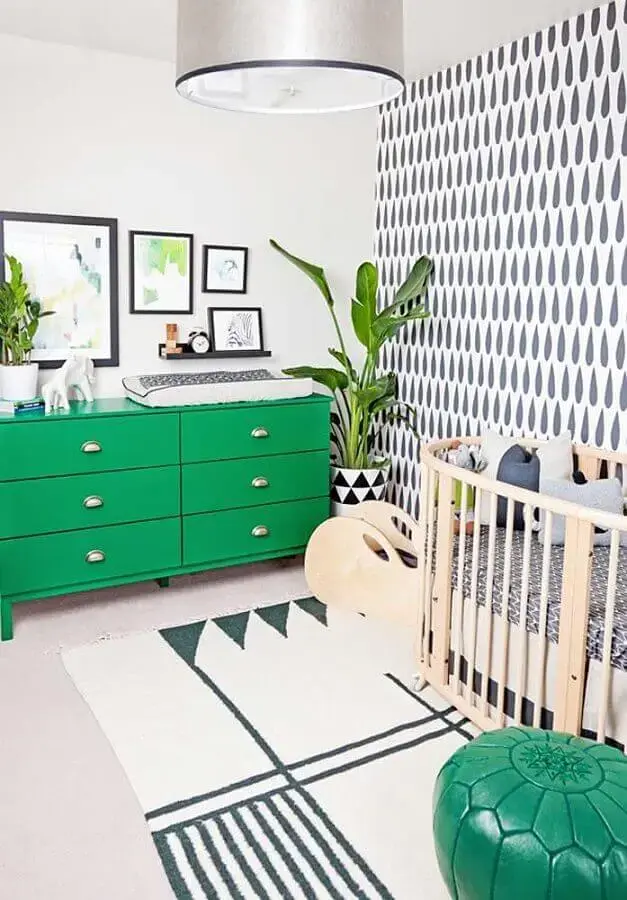 Cômoda verde para decoração de quarto para bebê branco Foto Ideias Decor